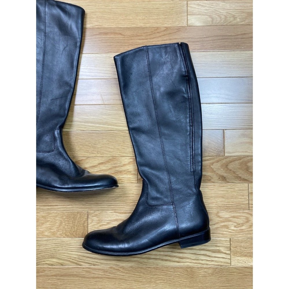 *Corso Cormo Tall Riding Boots Womens 6 Black Leather Tall Zip Low Block Heel - Picture 4 of 11